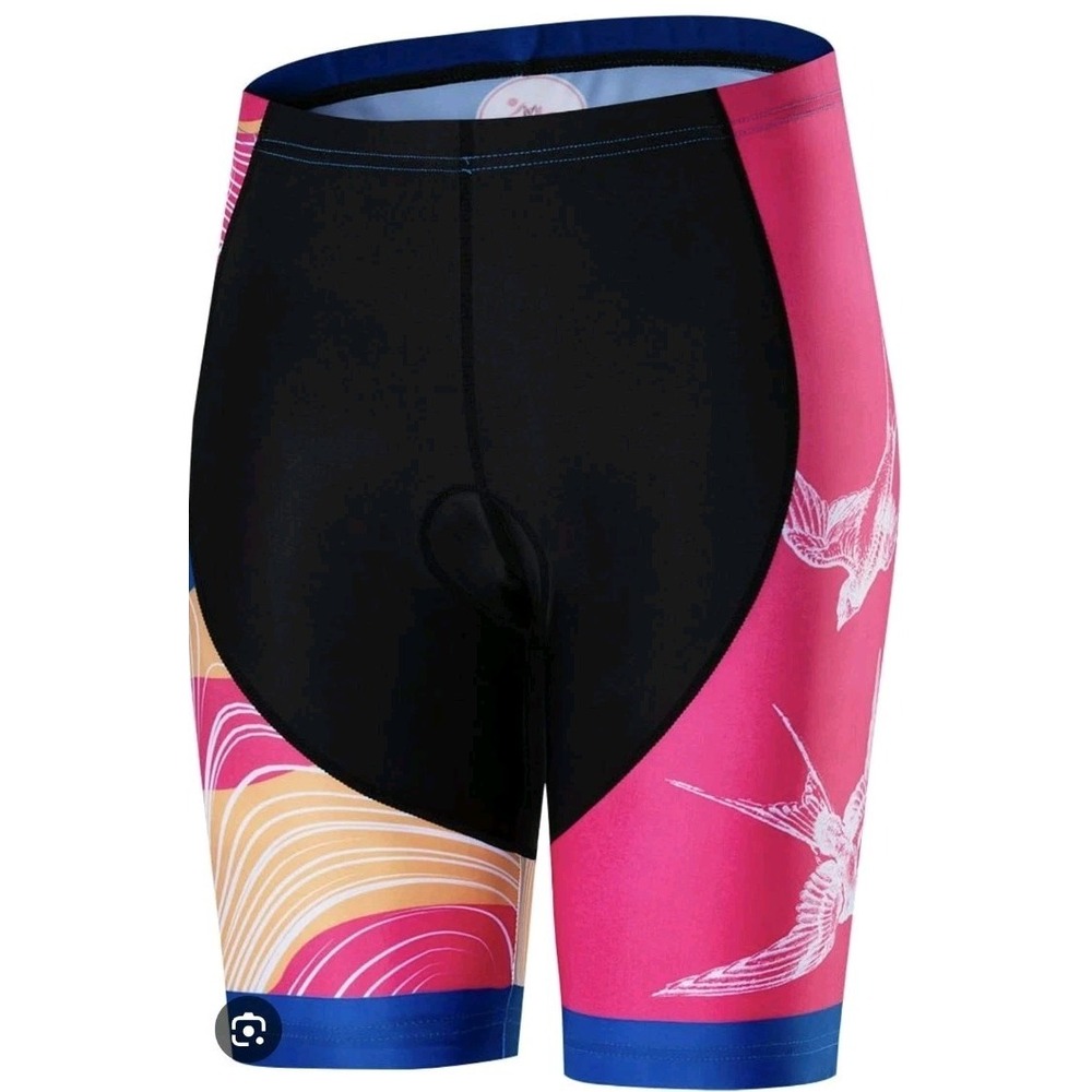 NEW Weimostar Women's Md Padded Cycling Shorts Pink Bird‎ Athletic Biking